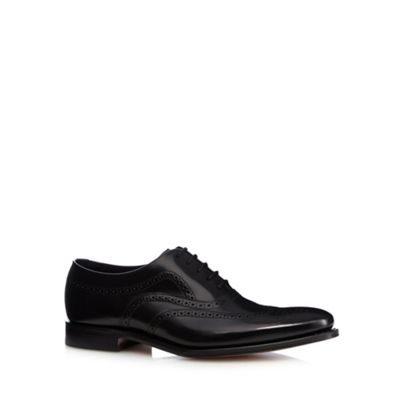 Loake Big and tall wide fit black leather brogues